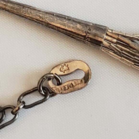 Liquid Silver 16 Strand Necklace, Southwestern Stamped Sterling 925 - Picture 8 of 8